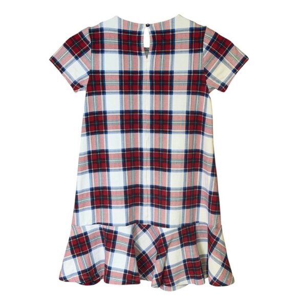 Vineyard Vines Nantucket Tartan Knit Dress Girls S Red Blue Plaid Ruffle Hem - Picture 2 of 6